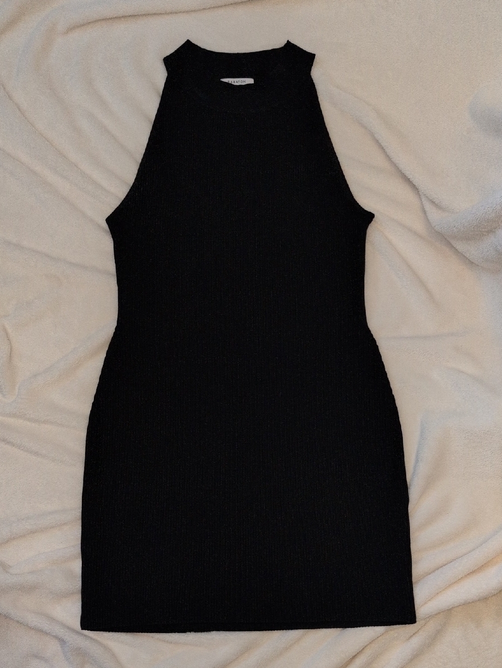 Babaton Black Sleeveless Ribbed Bodycon Mini Dress